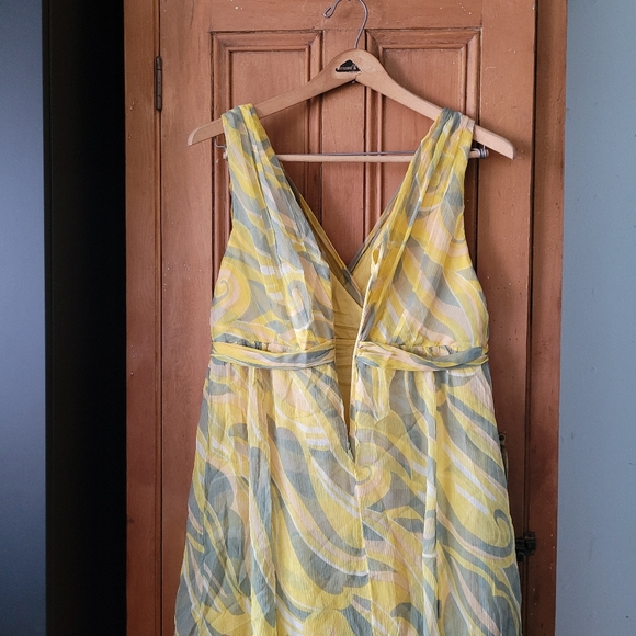 Anthropologie Silk Chiffon Layers Babydoll Minidress size 8 yellow and green - Picture 9 of 15
